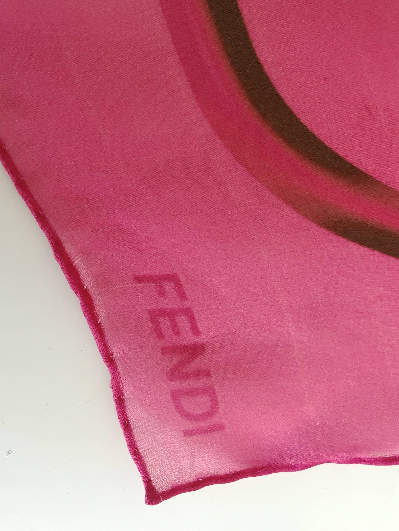 Fendi pink silk scarf with tags. 1