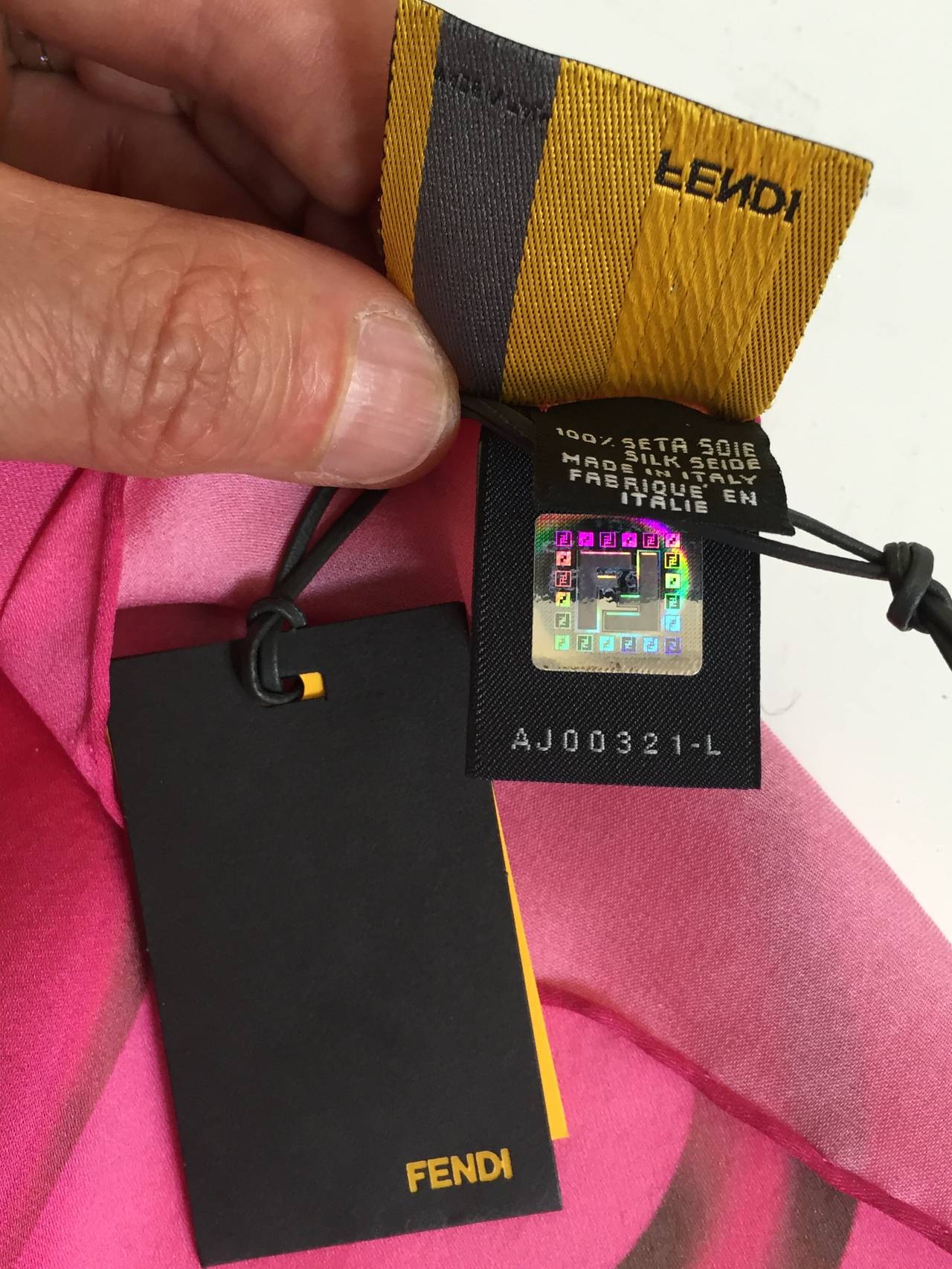 Women's Fendi pink silk scarf with tags.