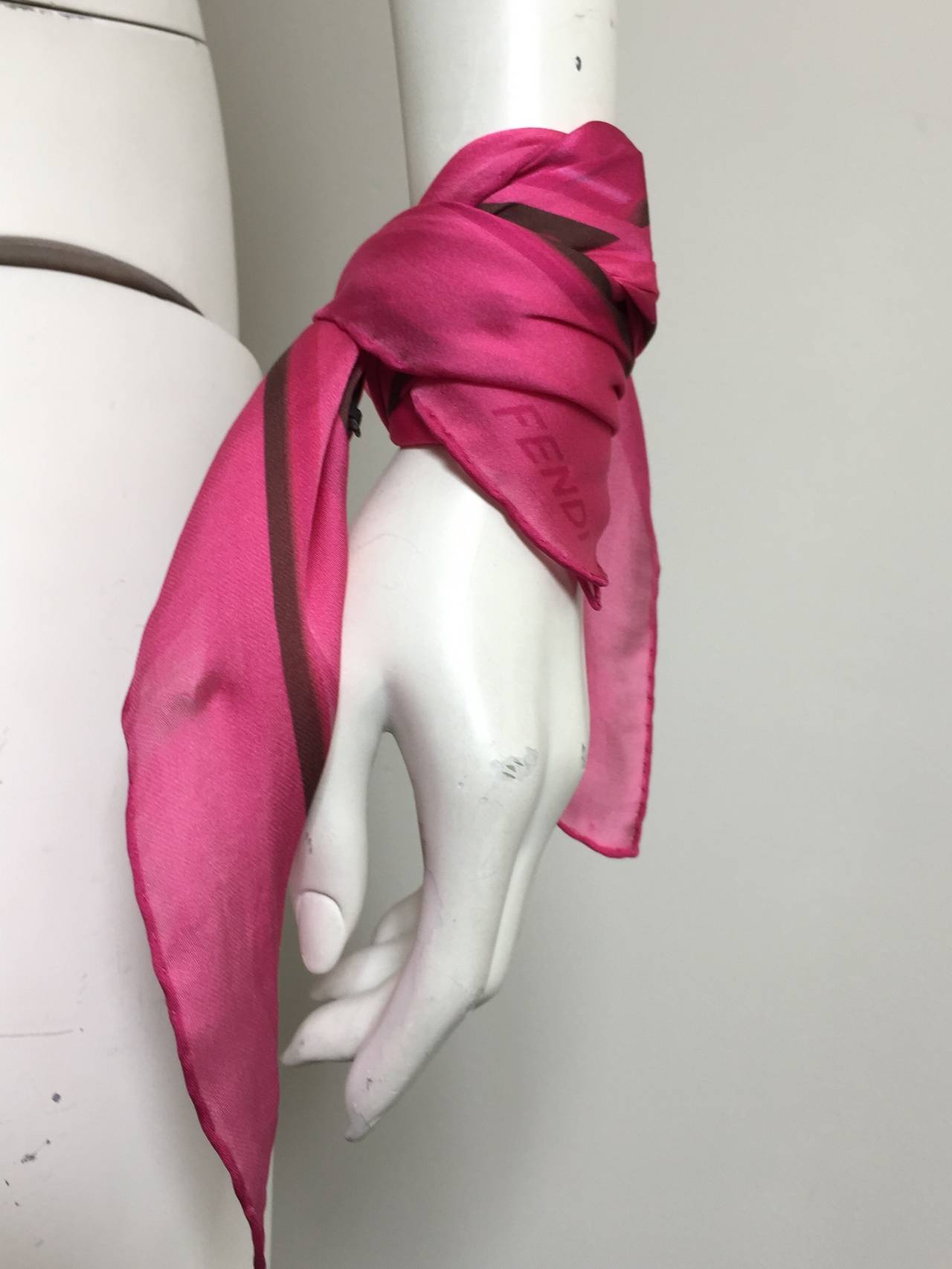 Fendi pink silk scarf with tags. In Good Condition In Atlanta, GA