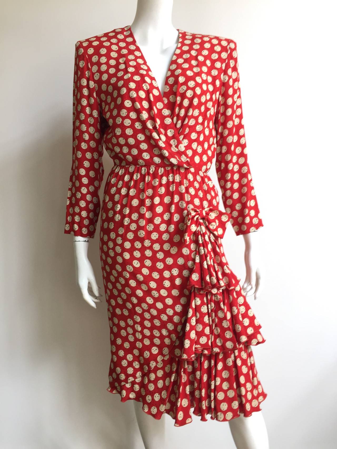 Balmain Ivoire 80s silk polka dot dress size 6. 3
