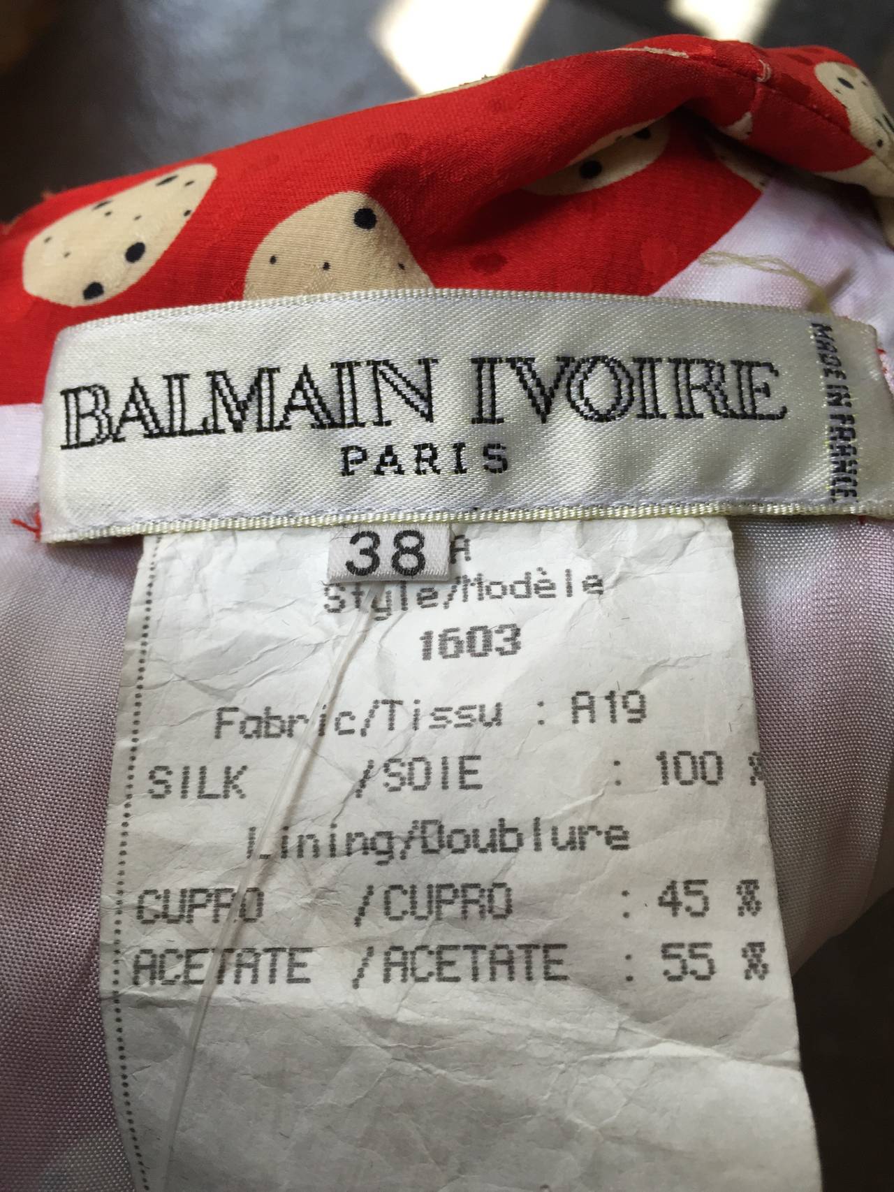 Balmain Ivoire 80s silk polka dot dress size 6. 1