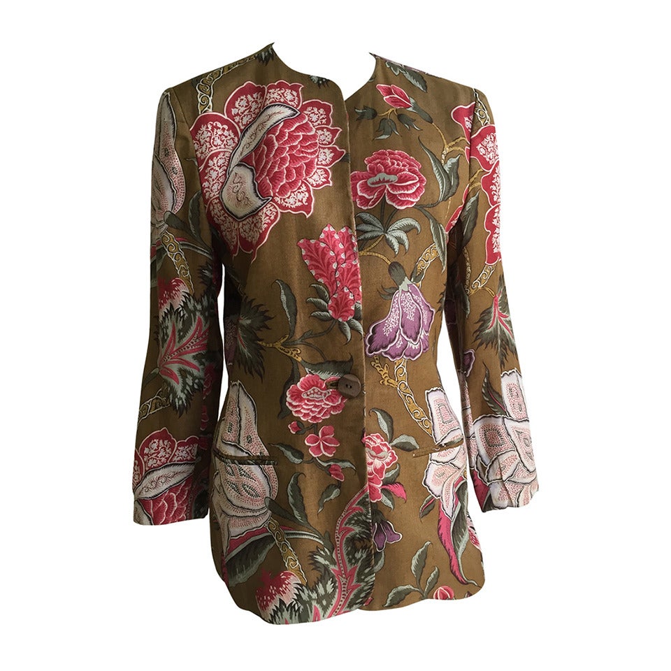 Gloria Sachs for Bergdorf Goodman Cotton Jacket Size 6. For Sale at 1stdibs