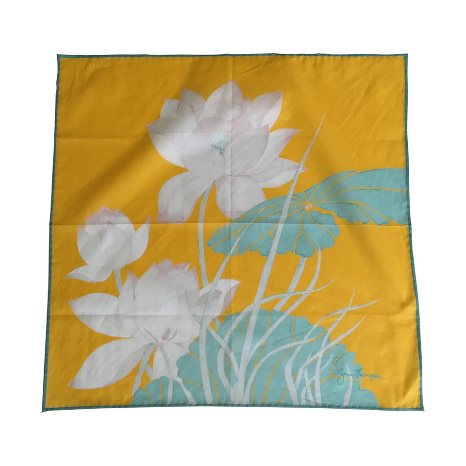 Jim Thompson 'Lotus' silk pocket square. For Sale