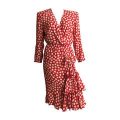 Retro Balmain Ivoire 80s silk polka dot dress size 6.