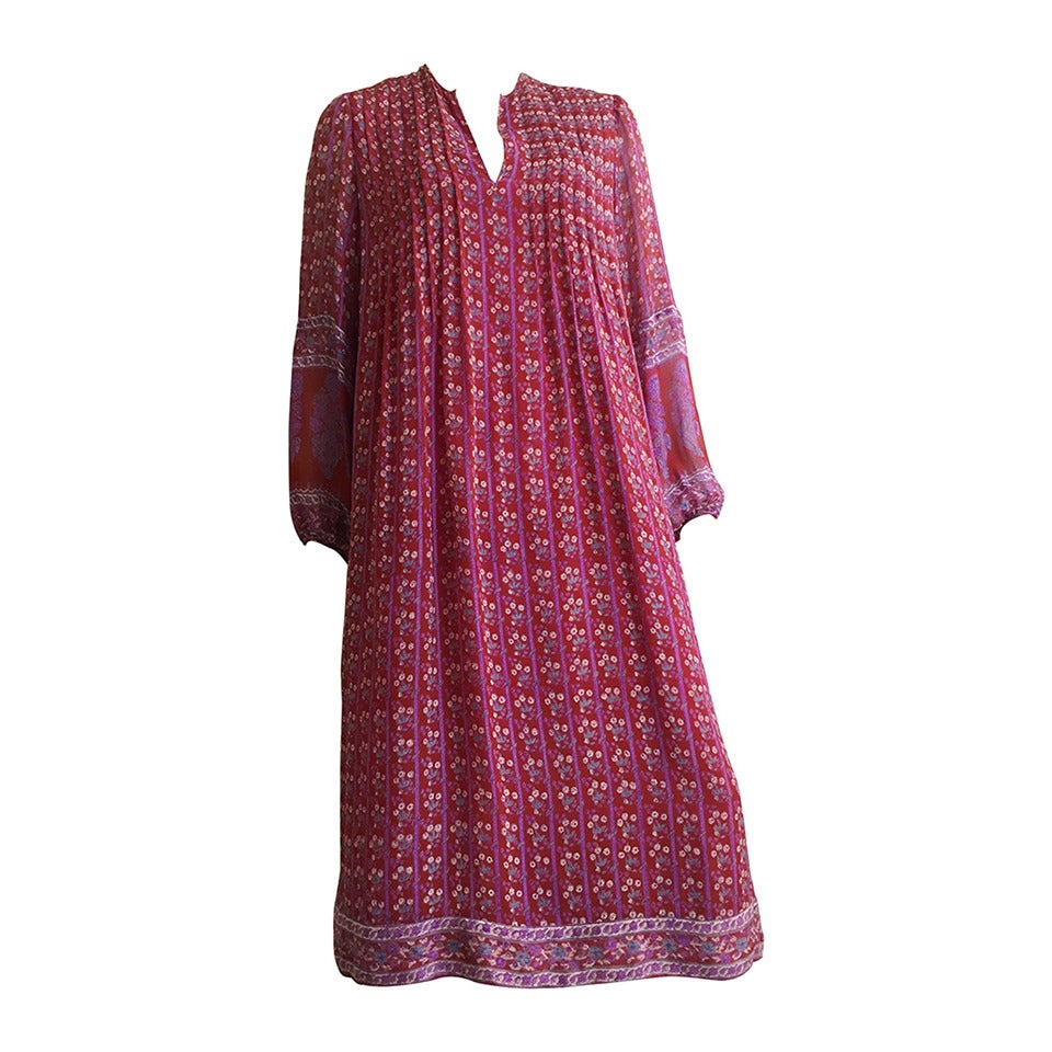 Treacy Lowe 70s silk Bohemian flowing dress size large. at 1stDibs