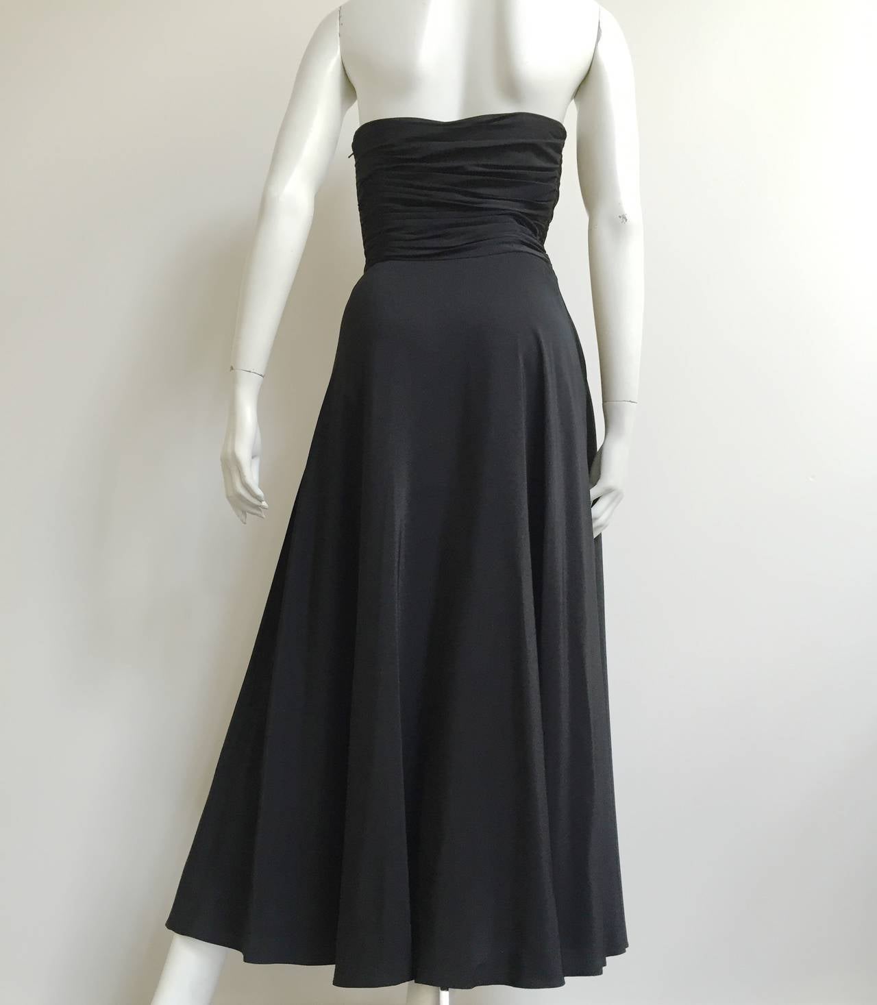 Albert Nipon Black Silk Strapless Evening Dress with Pockets  For Sale 1
