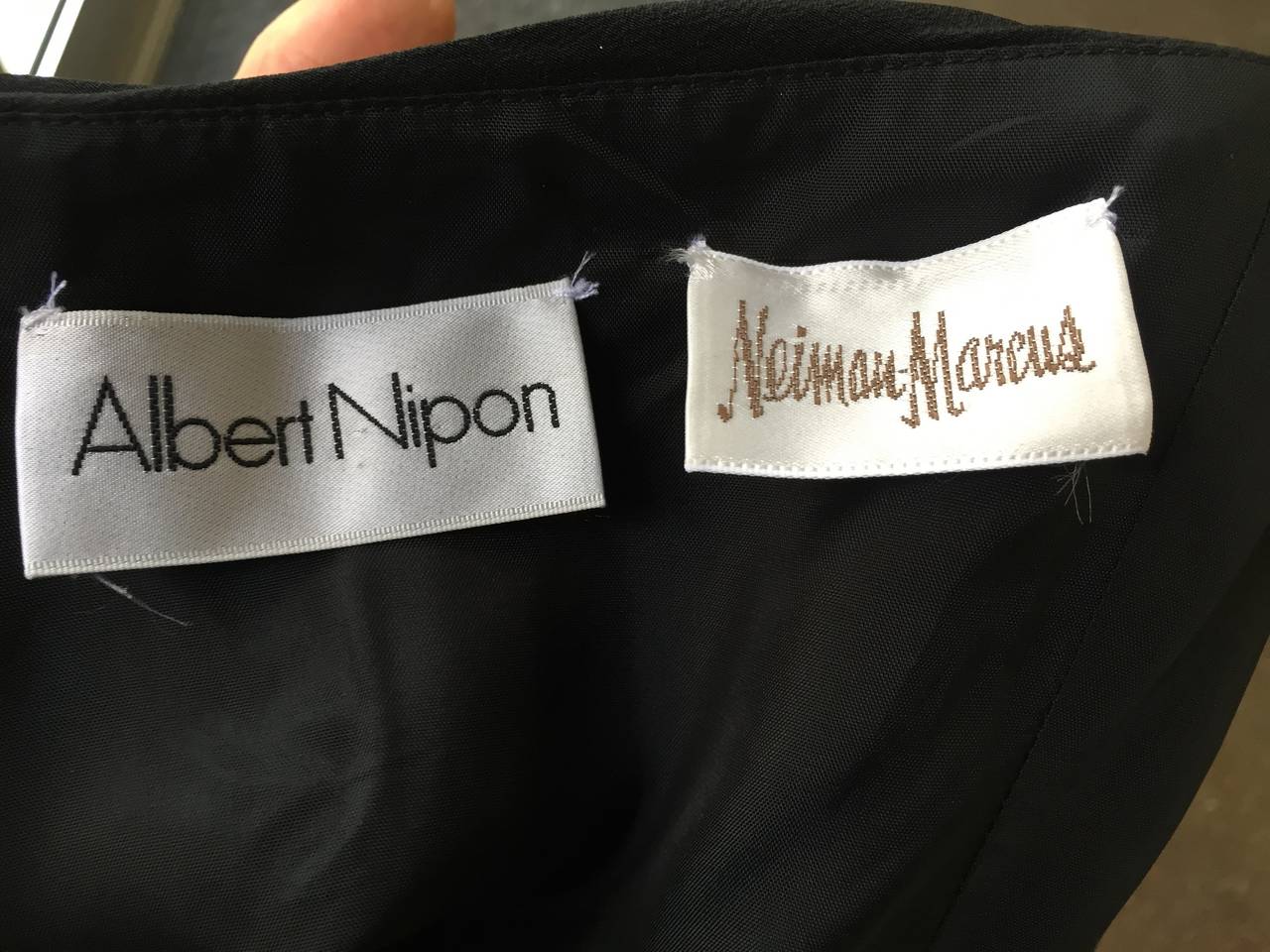 Albert Nipon Black Silk Strapless Evening Dress with Pockets  For Sale 4