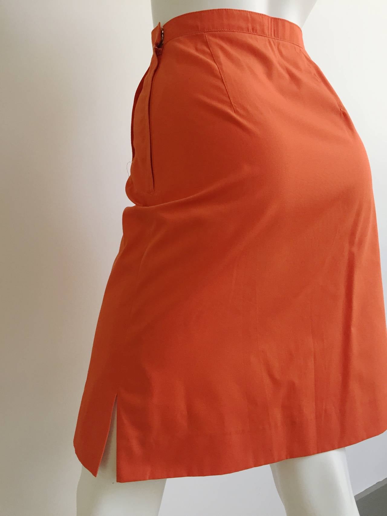 Courreges Orange Cotton Skirt With Pockets  2