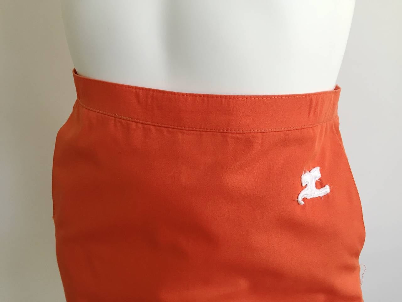 Courreges Orange Cotton Skirt With Pockets  3