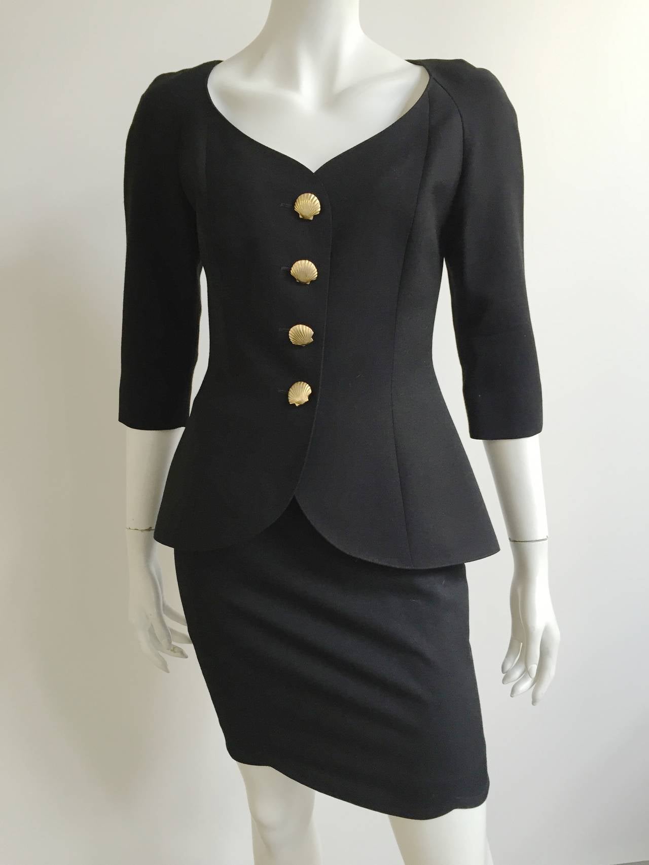 Lolita Lempicka Paris 80s black skirt suit size 4. 6