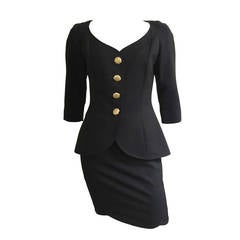 Vintage Lolita Lempicka Paris 80s black skirt suit size 4.