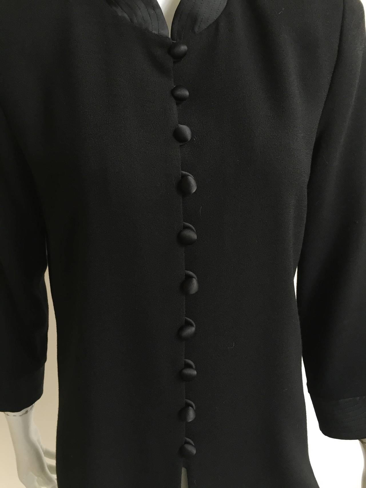 Scaasi Black Long Wool Jacket Size 10. In Good Condition For Sale In Atlanta, GA