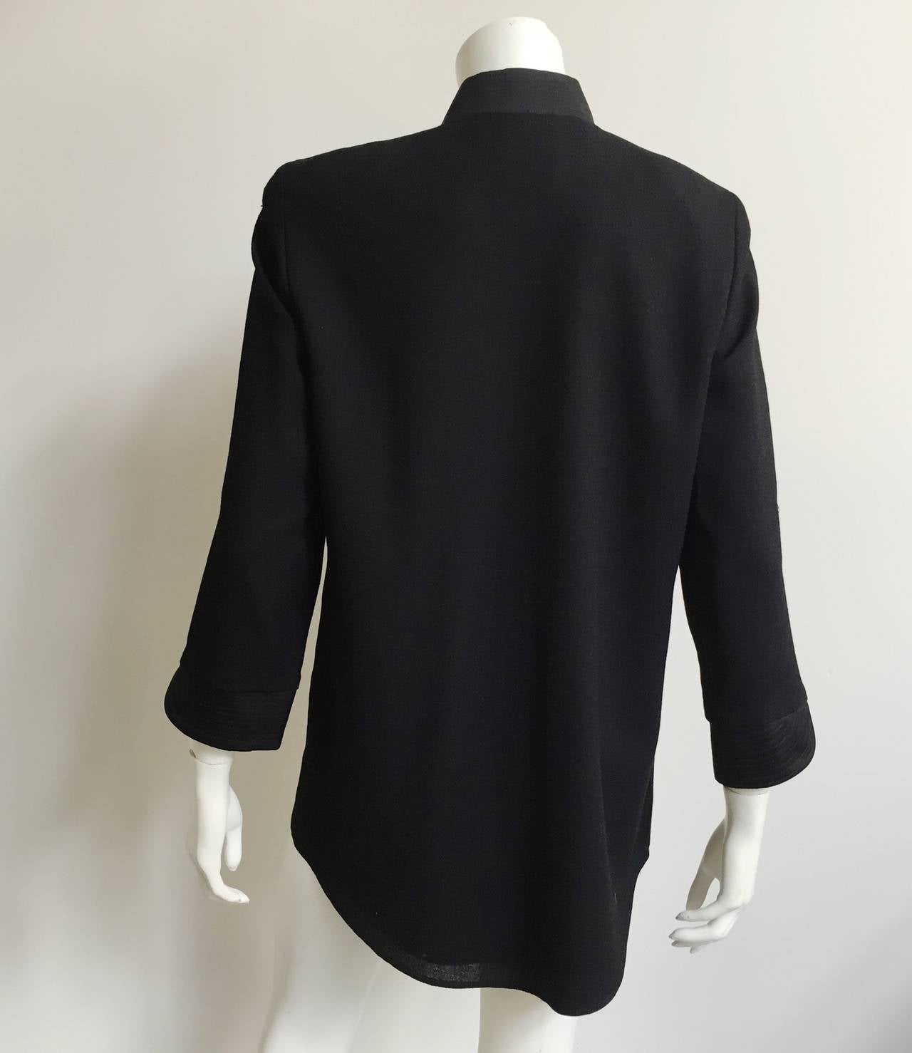 Scaasi Black Long Wool Jacket Size 10. For Sale 3