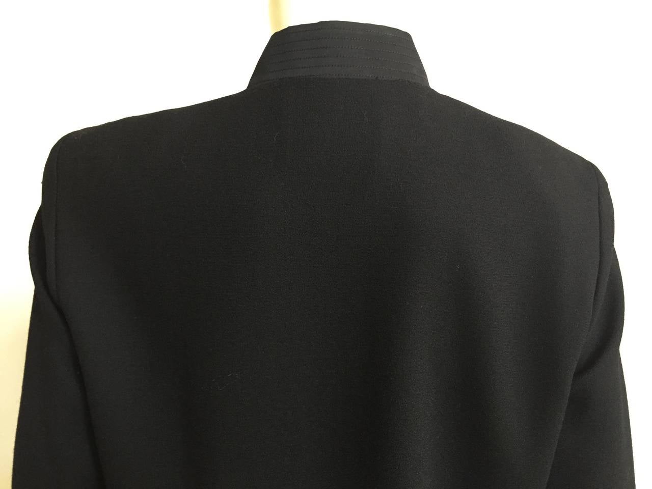Scaasi Black Long Wool Jacket Size 10. For Sale 2