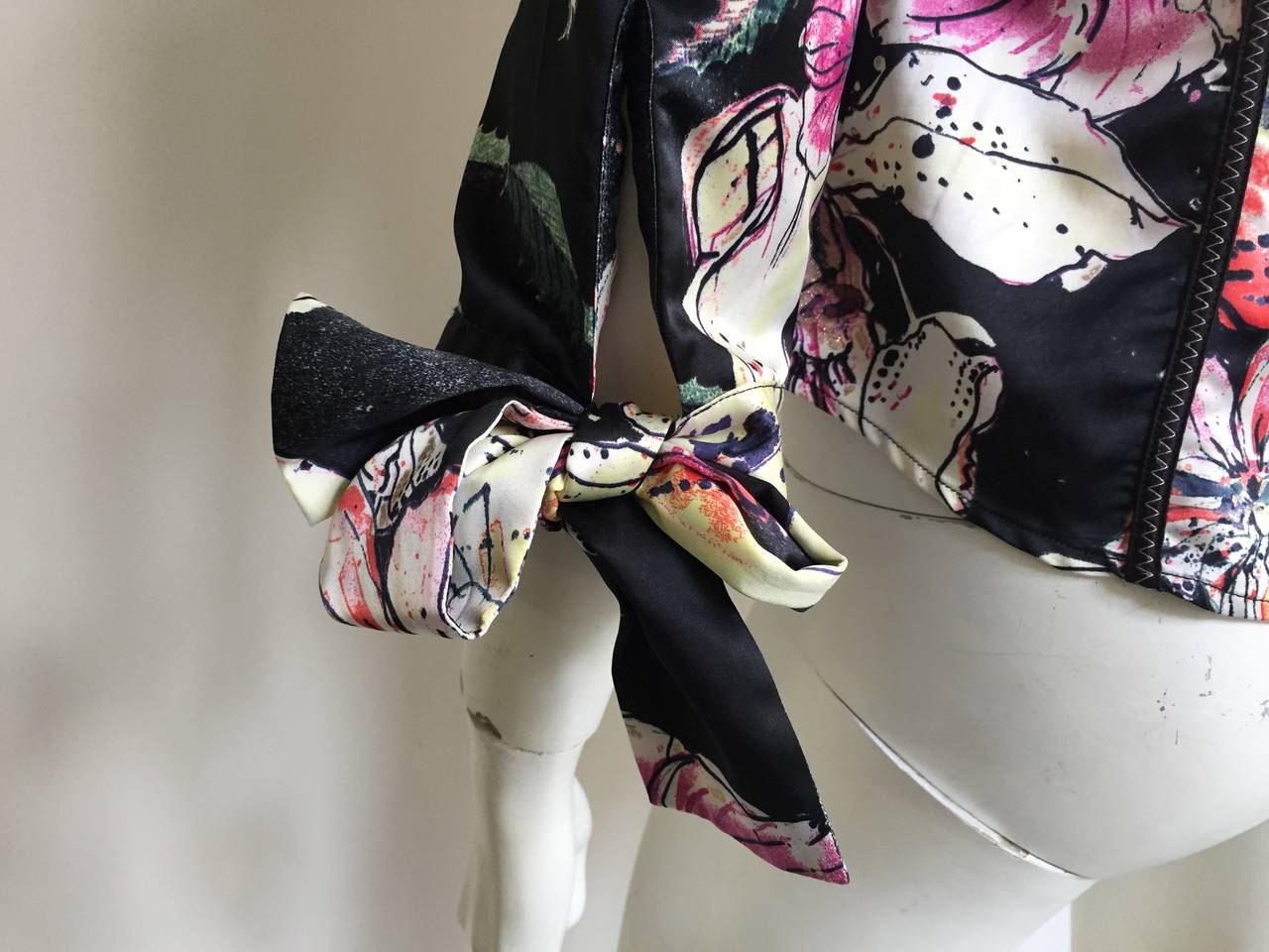 Just Cavalli Floral Stretch Blouse Size Small. 1