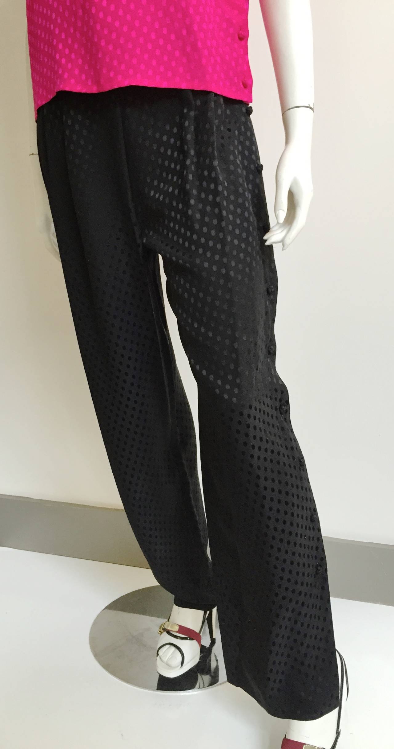 Lillie Rubin 70s Silk Polka Dot Top & Pants Size 6. In Good Condition For Sale In Atlanta, GA