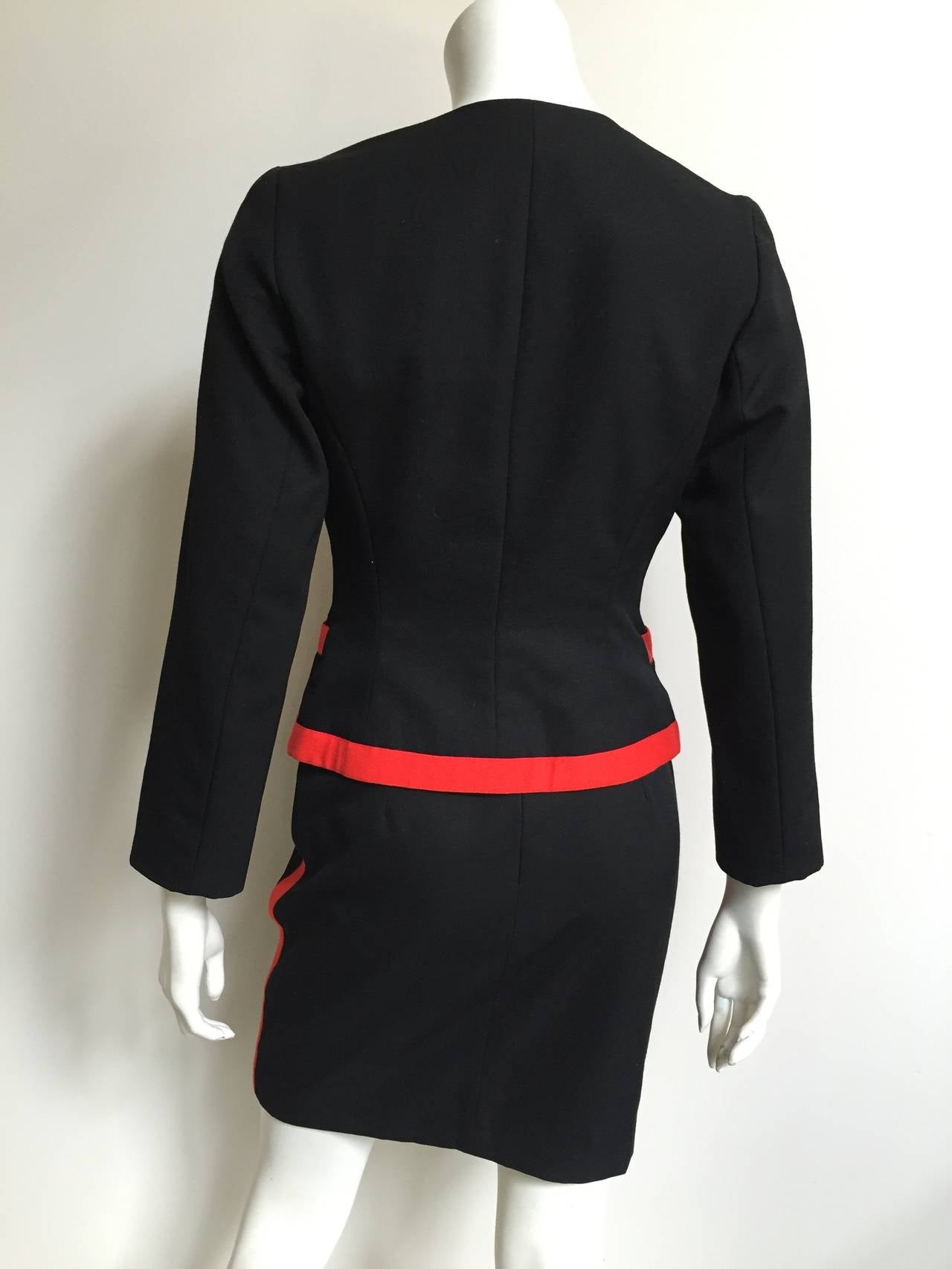 Lolita Lempicka Paris Black Wool Skirt Suit Size 4. For Sale 3