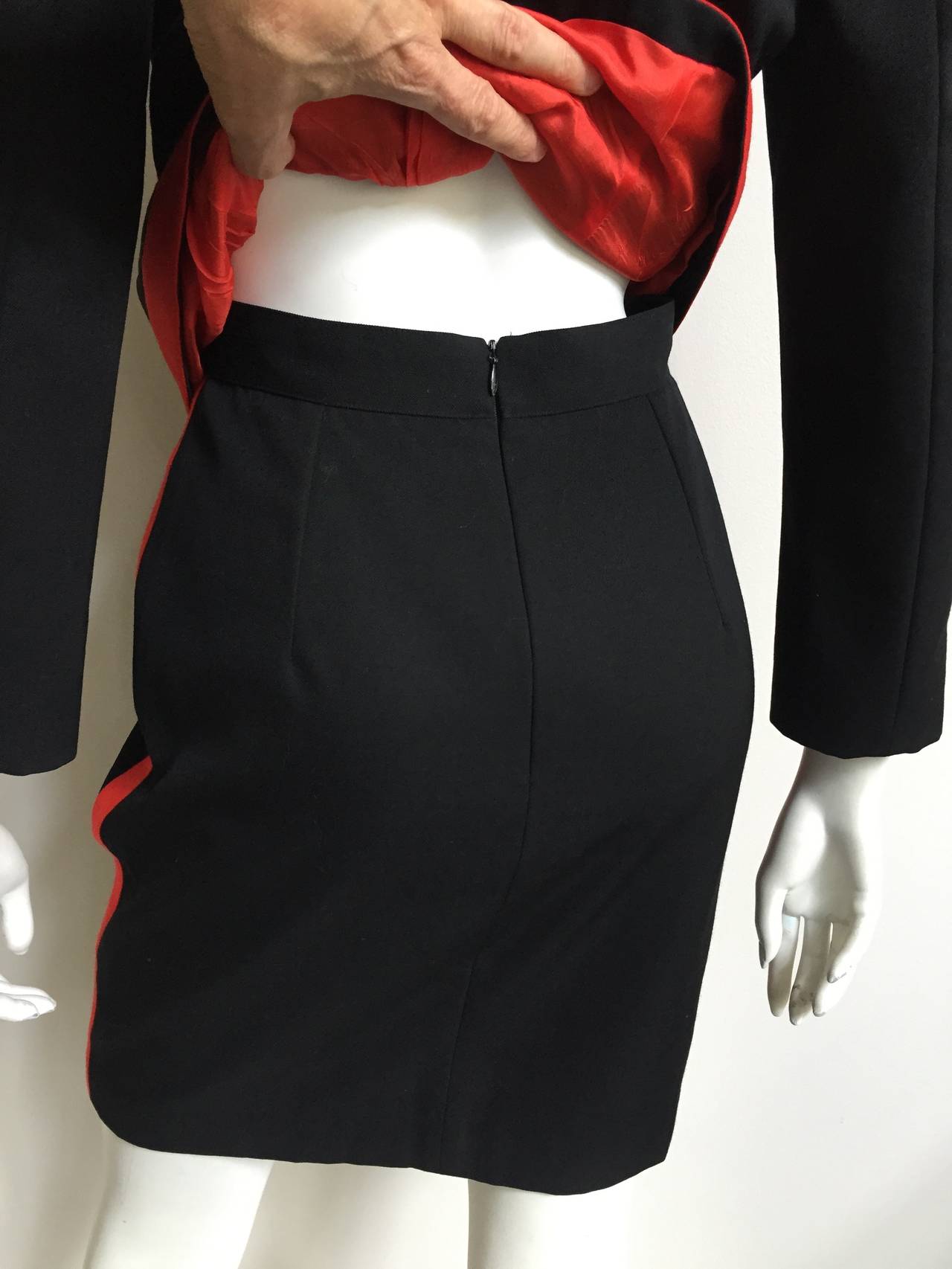 Lolita Lempicka Paris Black Wool Skirt Suit Size 4. For Sale 4