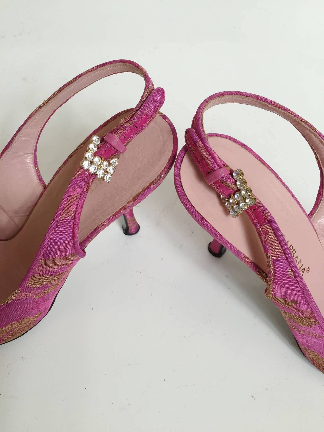 Pink Dolce & Gabbana Evening Sling Back Heels  For Sale
