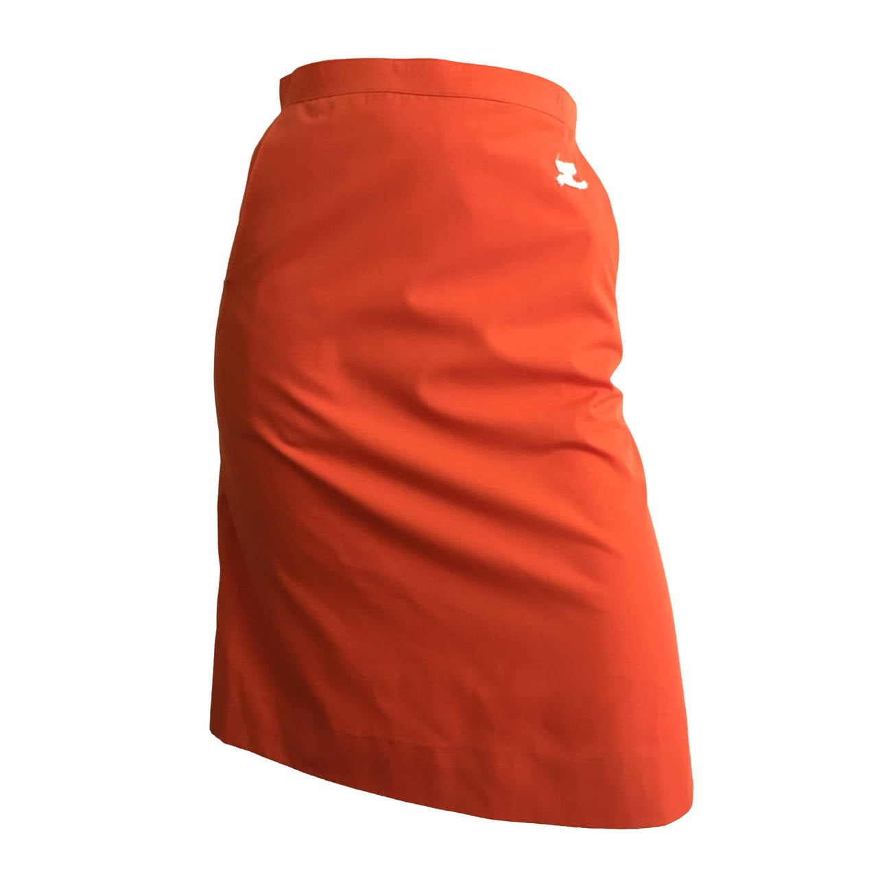 Courreges Orange Cotton Skirt With Pockets 