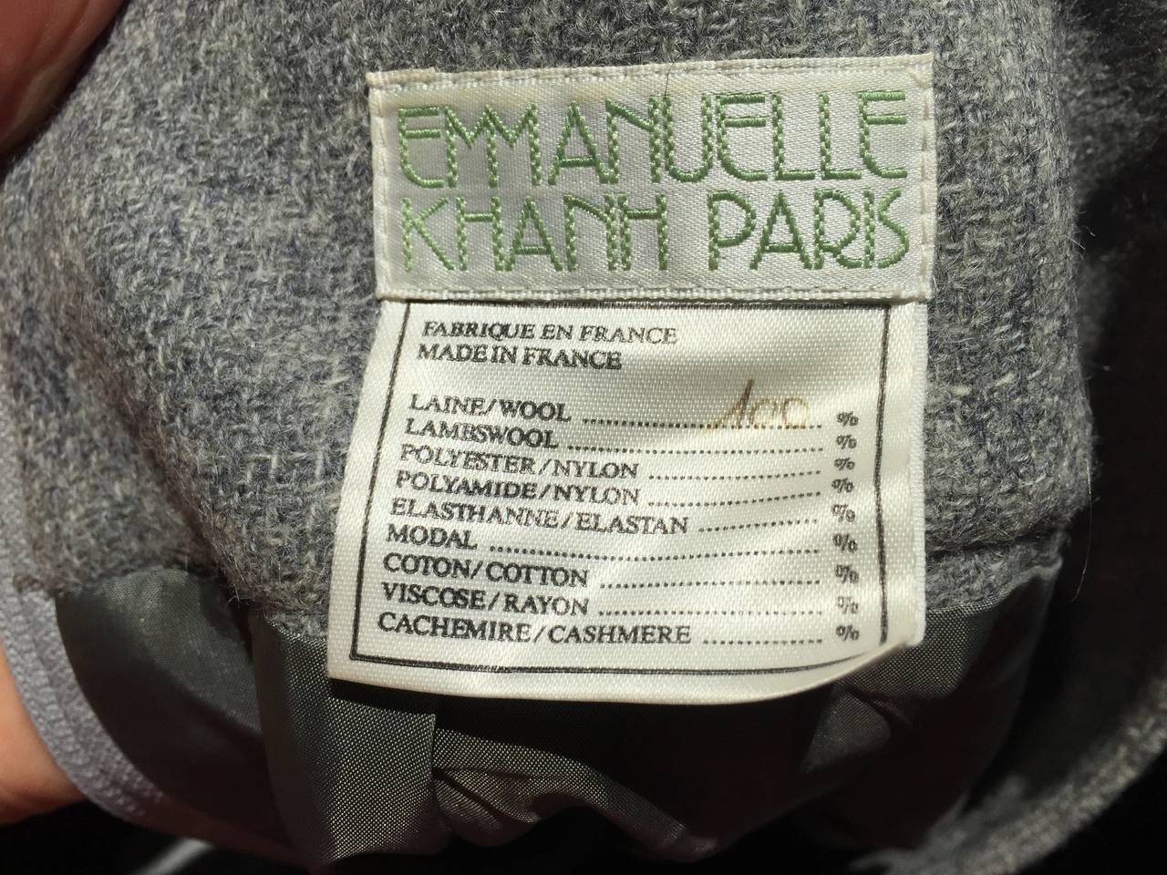 Emmanuelle Khanh Paris 1995 Wool & Velvet Skirt Suit Size 6. For Sale 5