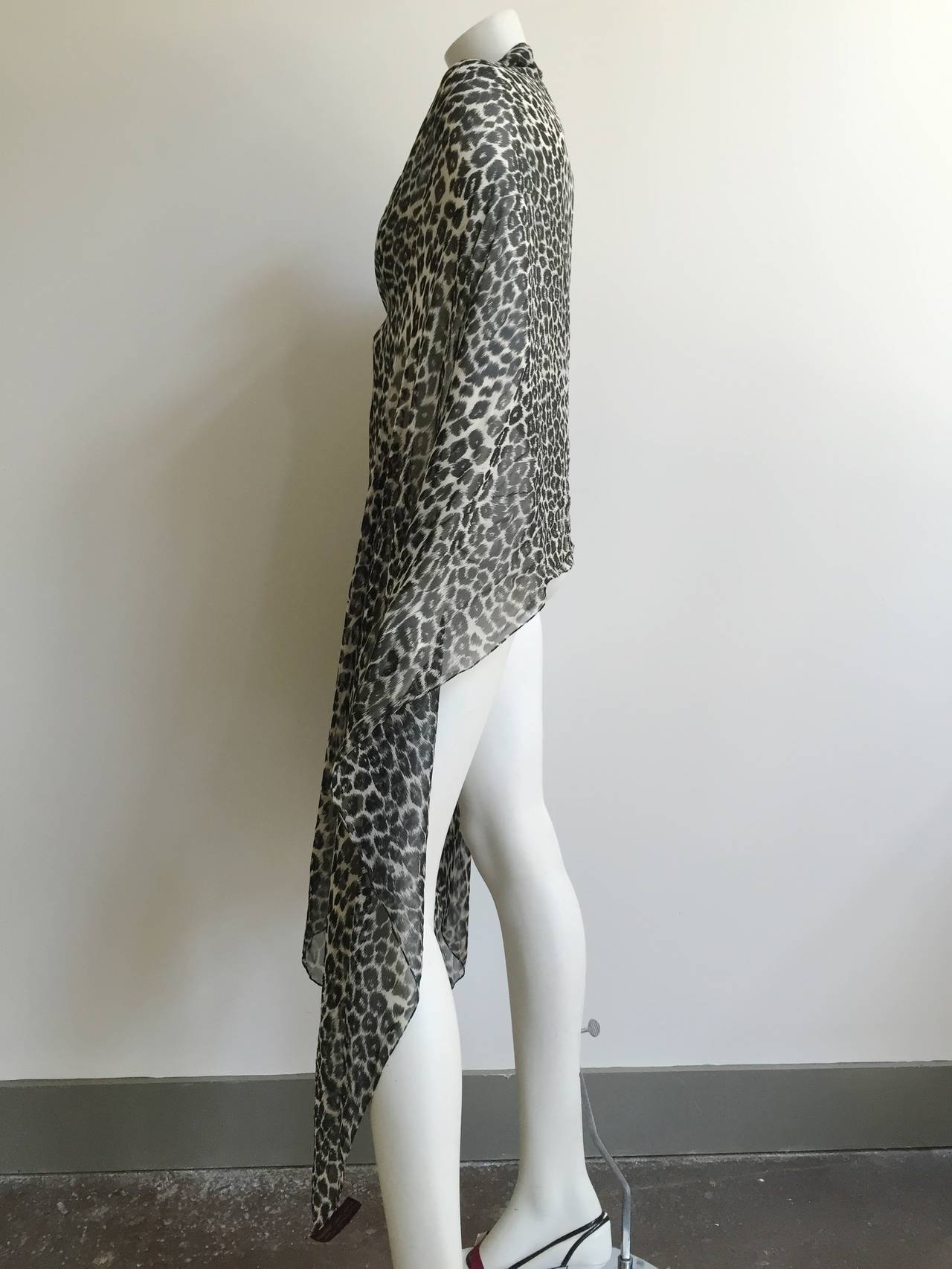 Yves Saint Laurent silk cheetah print long scarf. In Good Condition In Atlanta, GA