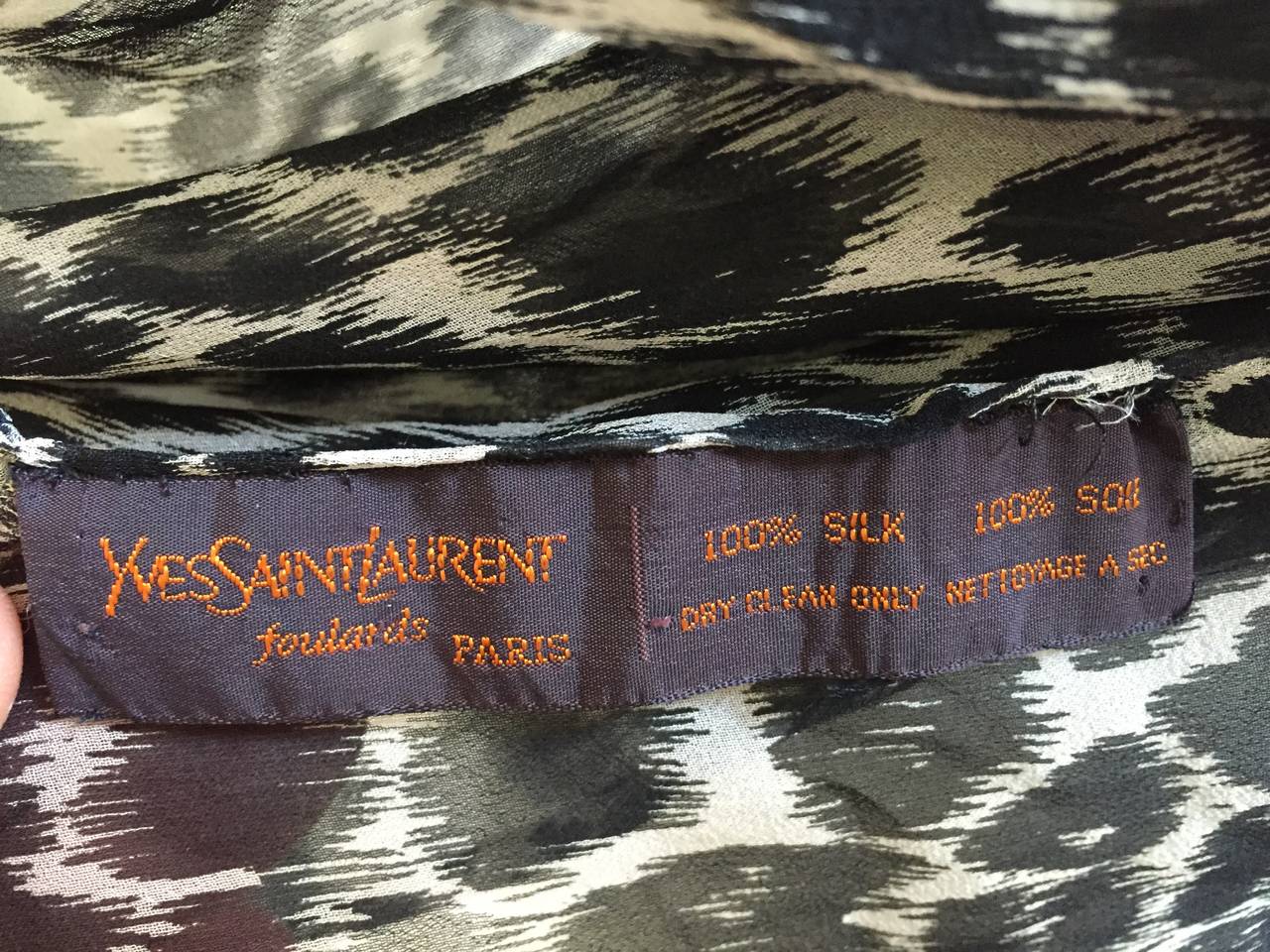 Yves Saint Laurent silk cheetah print long scarf. 1