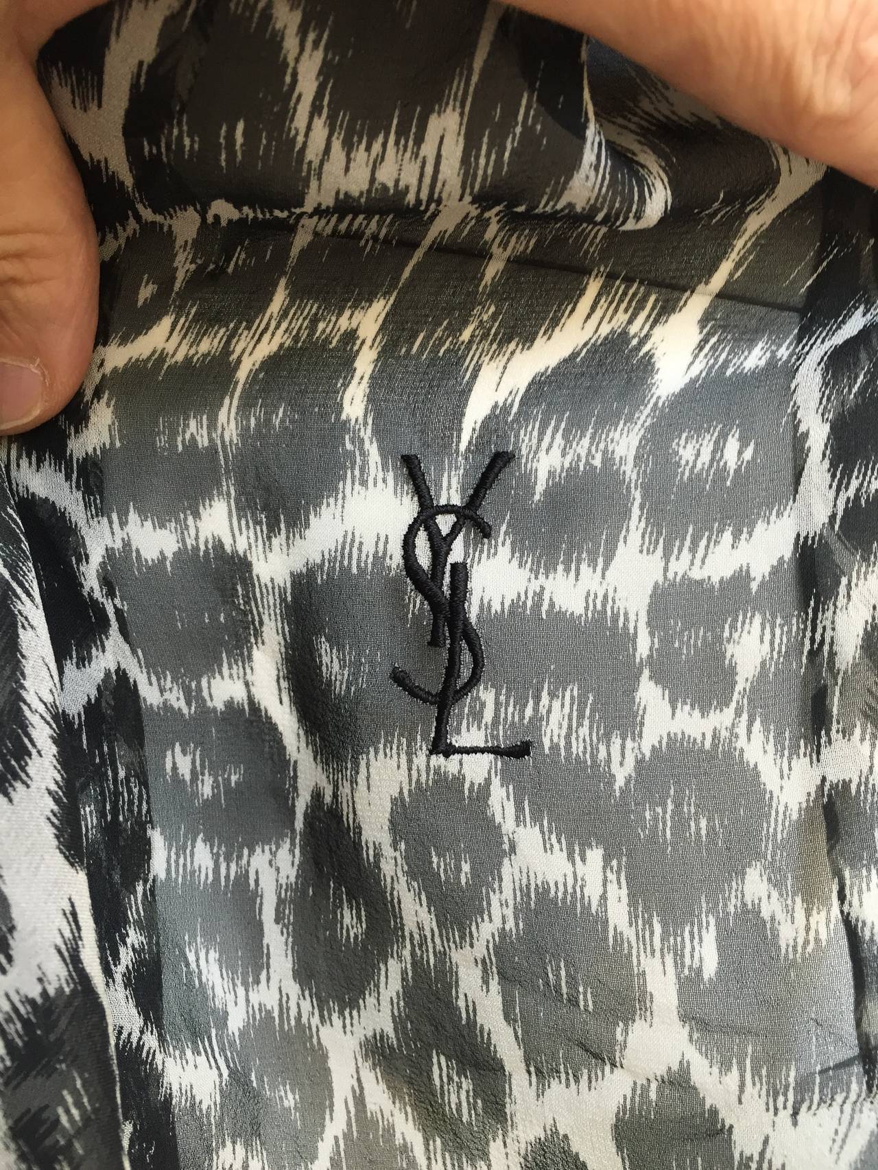 Yves Saint Laurent silk cheetah print long scarf. 2