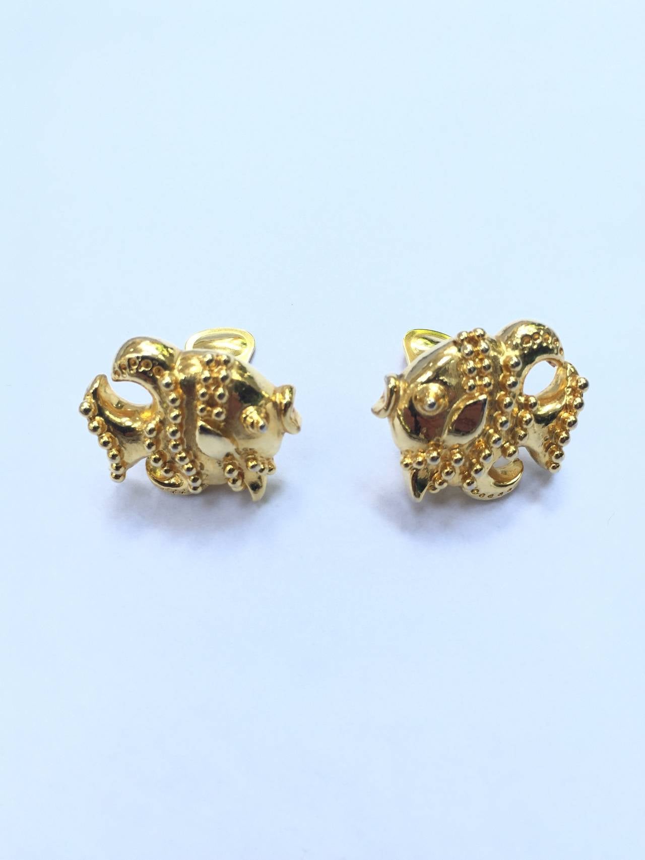 Gianni Versace gold fish clip-on earrings. at 1stDibs | versace clip on ...