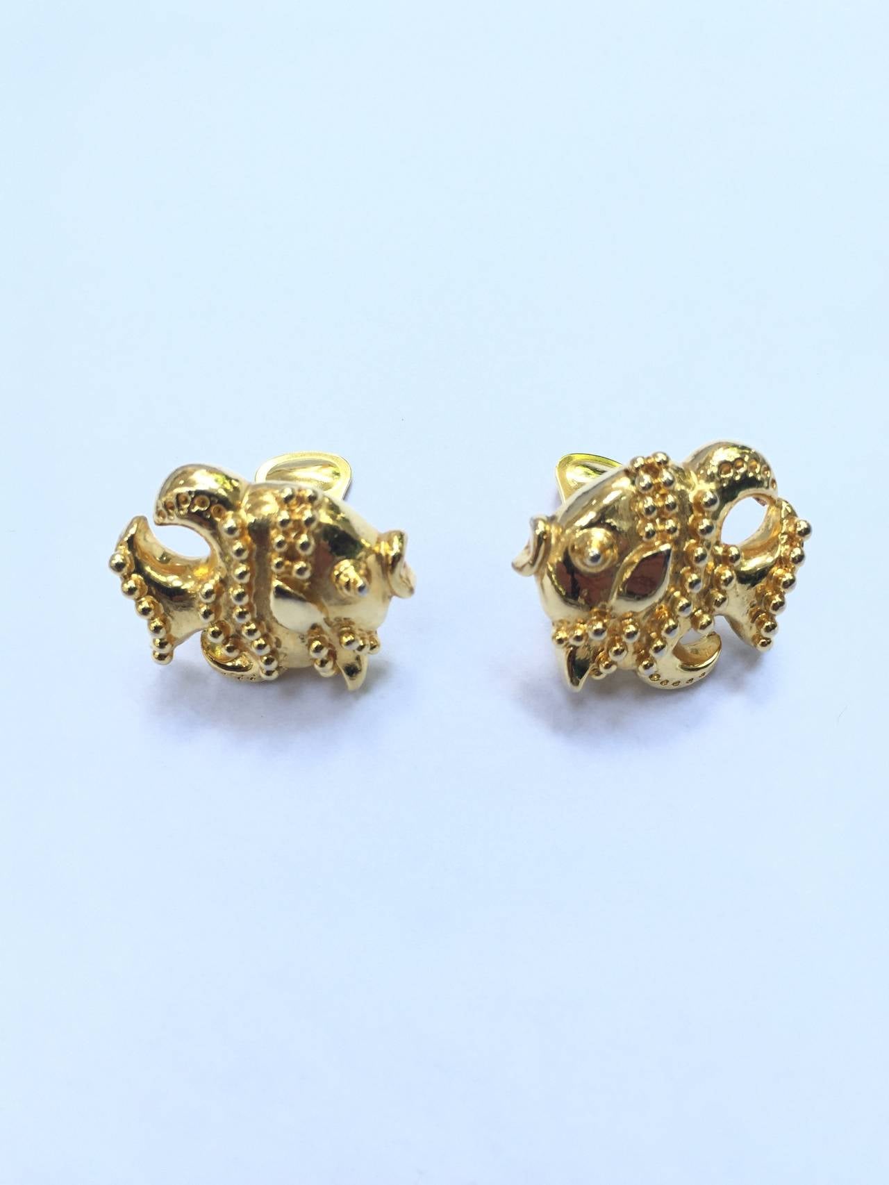 Gianni Versace gold fish clipon earrings. at 1stDibs versace clip on