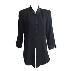 Scaasi Black Long Wool Jacket Size 10.