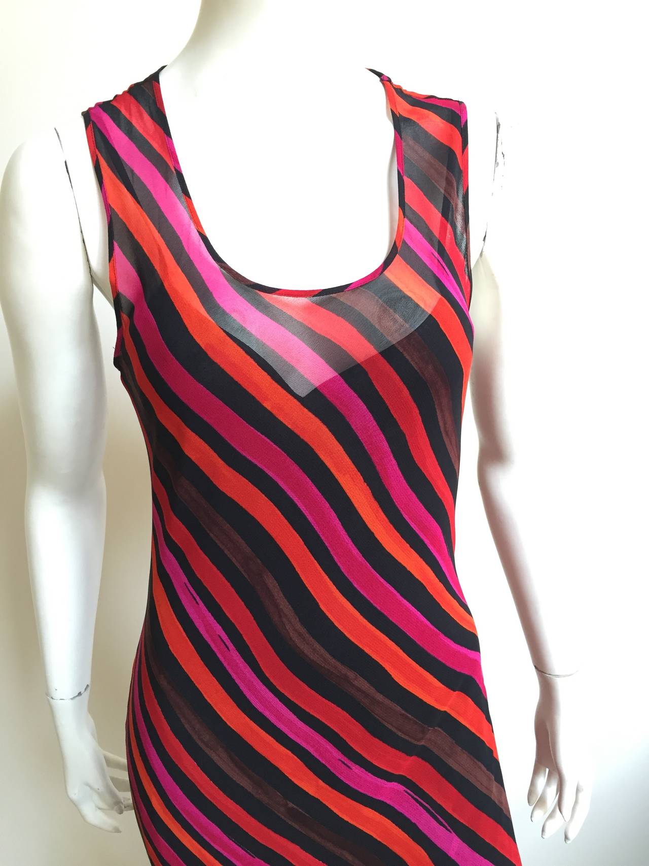 Sonia Rykiel 1980s striped dress with under slip is an original French size 40 but fits like a modern USA size 4 / 6 ( Please see & use the measurements I provide you to make sure this fits your lovely body). Sexy and clingy dress fit for any