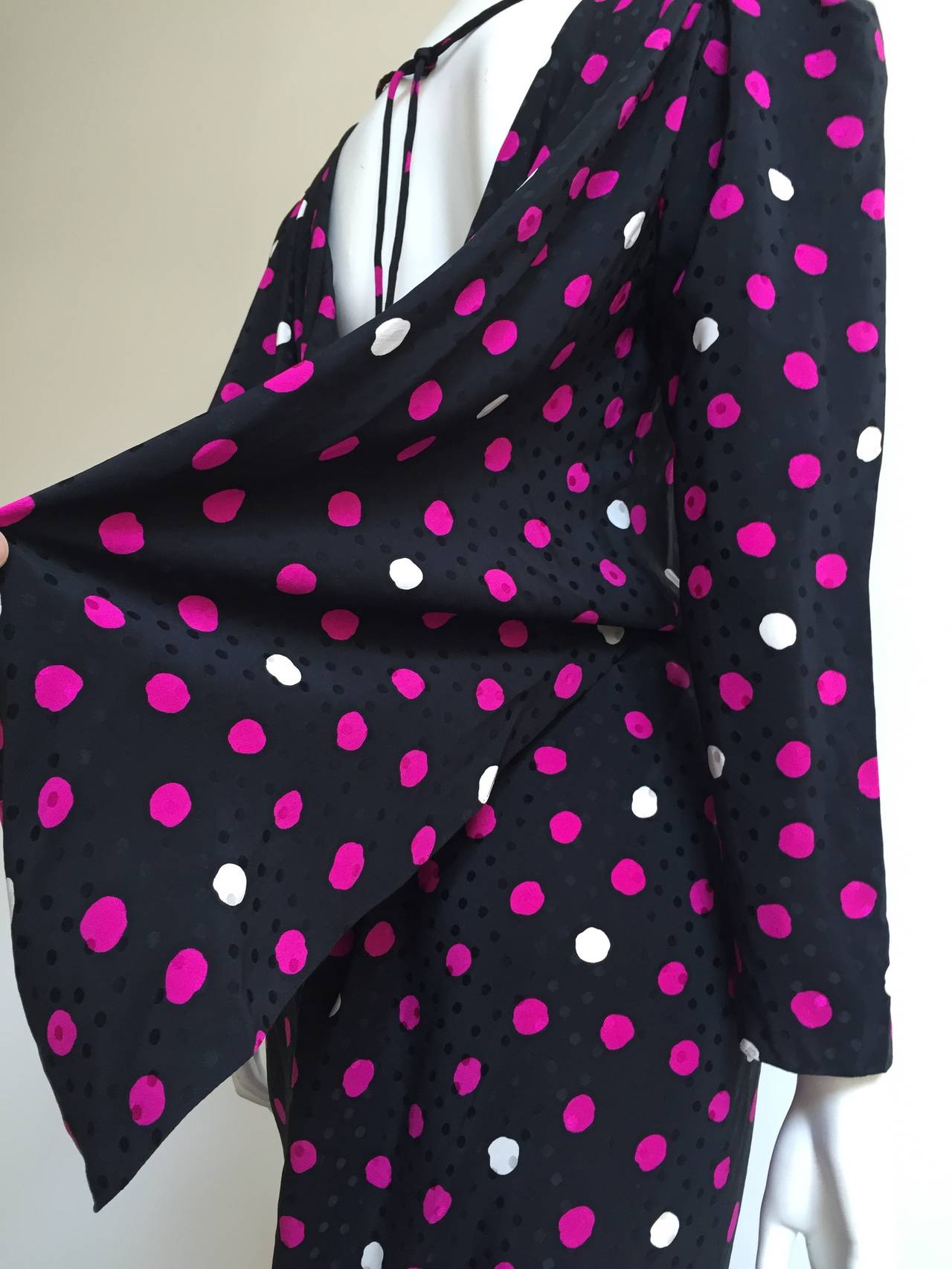 Bill Blass 70s Silk Polka Dot Dress With Cape Size 8. 1