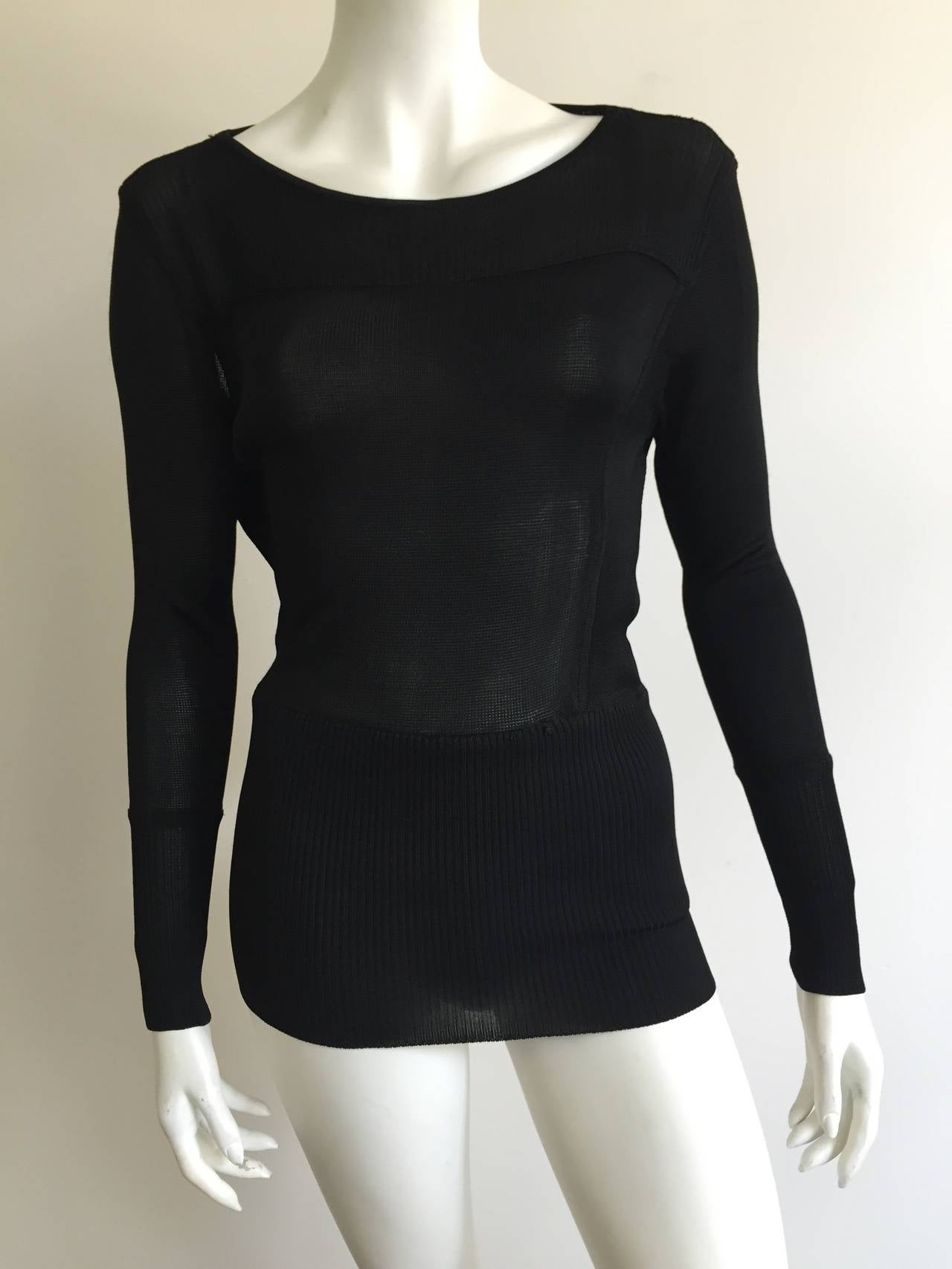 Claude Montana Black Knit Top Size 4 / 6. For Sale at 1stDibs