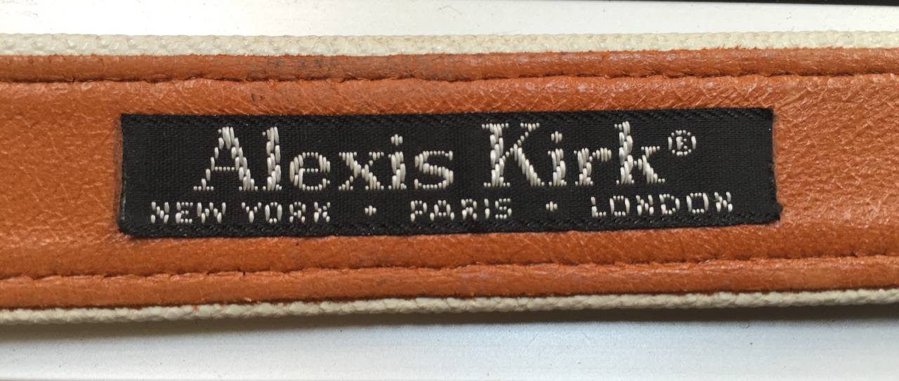 Alexis Kirk 1980s Gold Buckle with White Snake Skin Adjustable Belt. For Sale 2