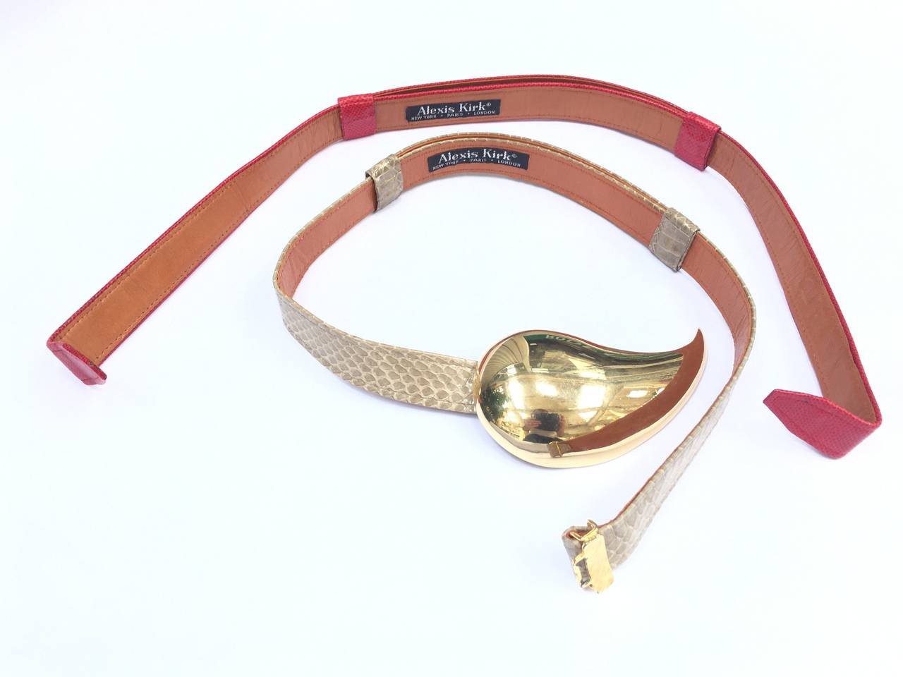 Alexis Kirk 1980s Brass Tear Drop Adjustable Belt. For Sale 4