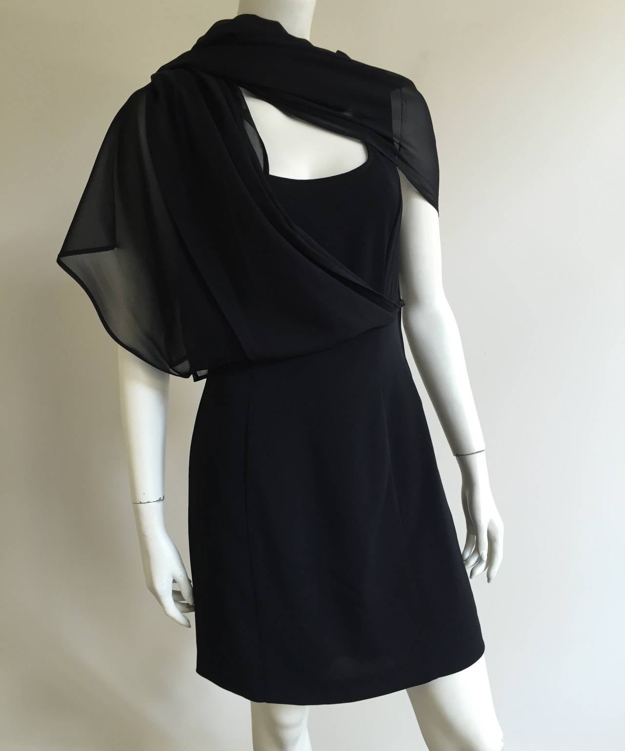 Claude Montana 90s Black Dress Size 8. For Sale 3