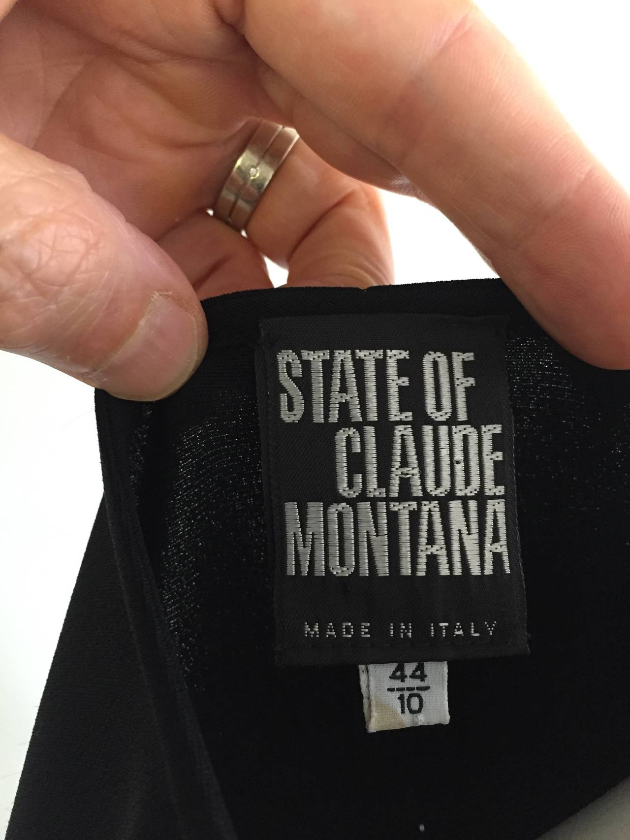 Claude Montana 90s Black Dress Size 8. For Sale 4