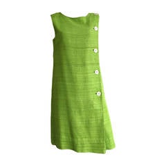 Vintage Anne Fogarty 60s silk lime green dress size 8 / 10.