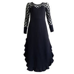 Sonia Rykiel 80s Black Evening Dress Size 8.