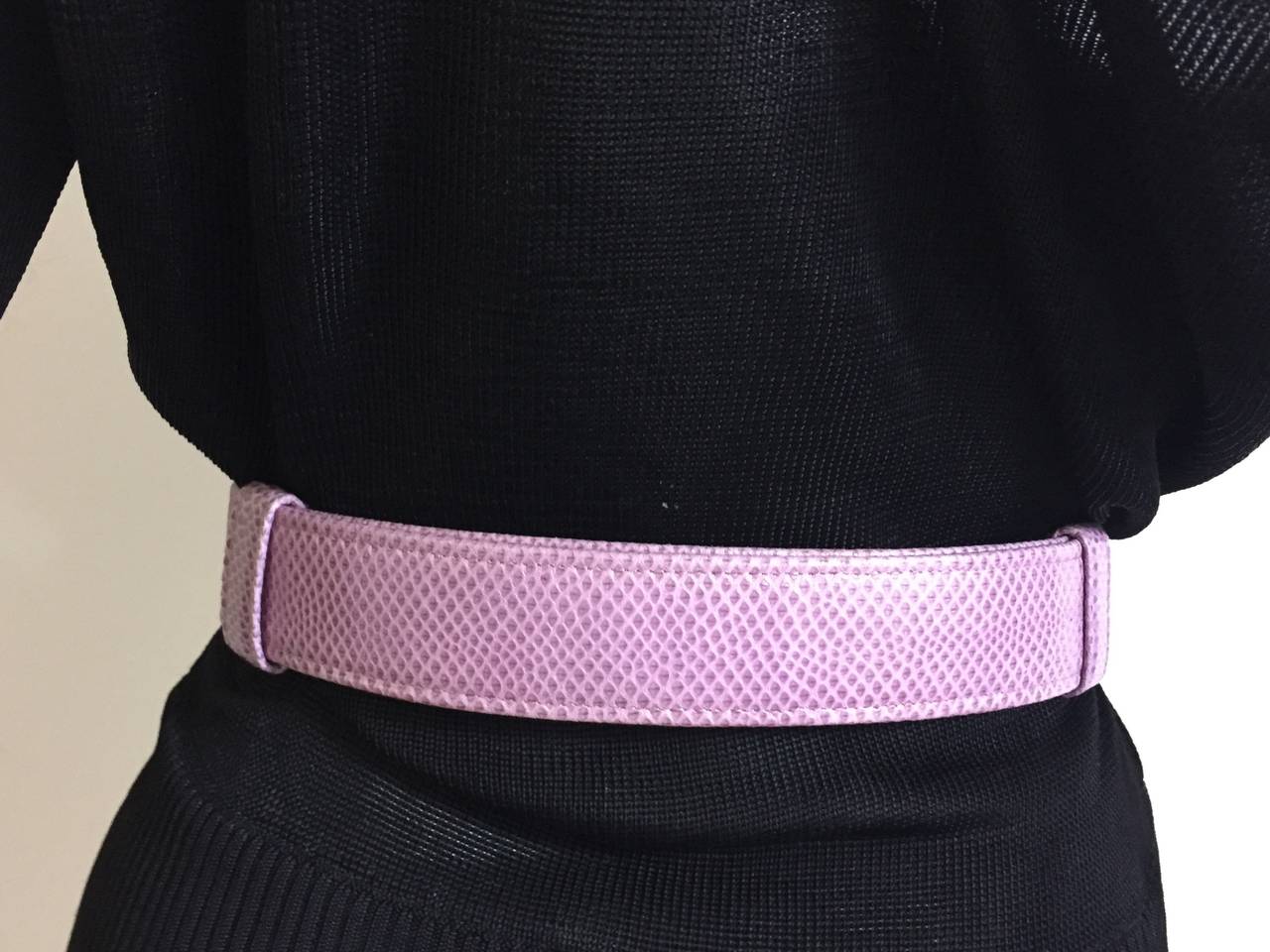 Beige Alexis Kirk Purple Snake Skin Adjustable Belt.