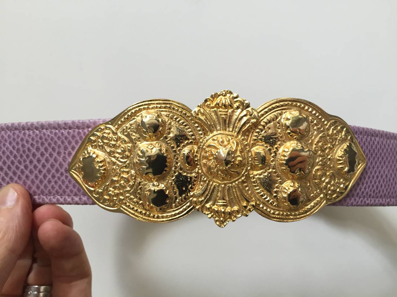 Alexis Kirk Purple Snake Skin Adjustable Belt. 1