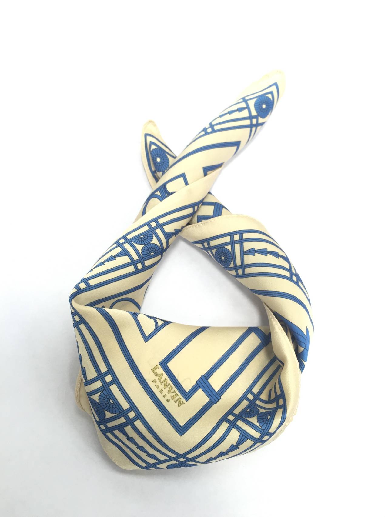 Lanvin 80s silk Art Deco scarf. 3