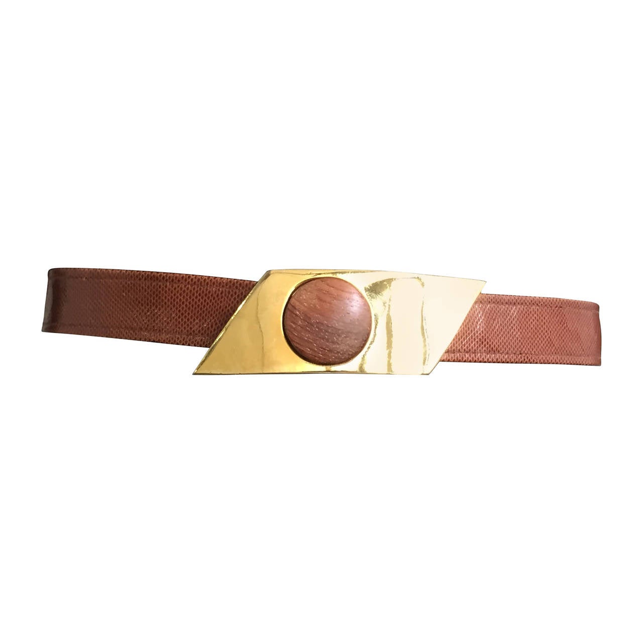 Alexis Kirk 80s 'Wood Collection' abstract brass belt.