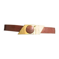 Vintage Alexis Kirk 80s 'Wood Collection' abstract brass belt.