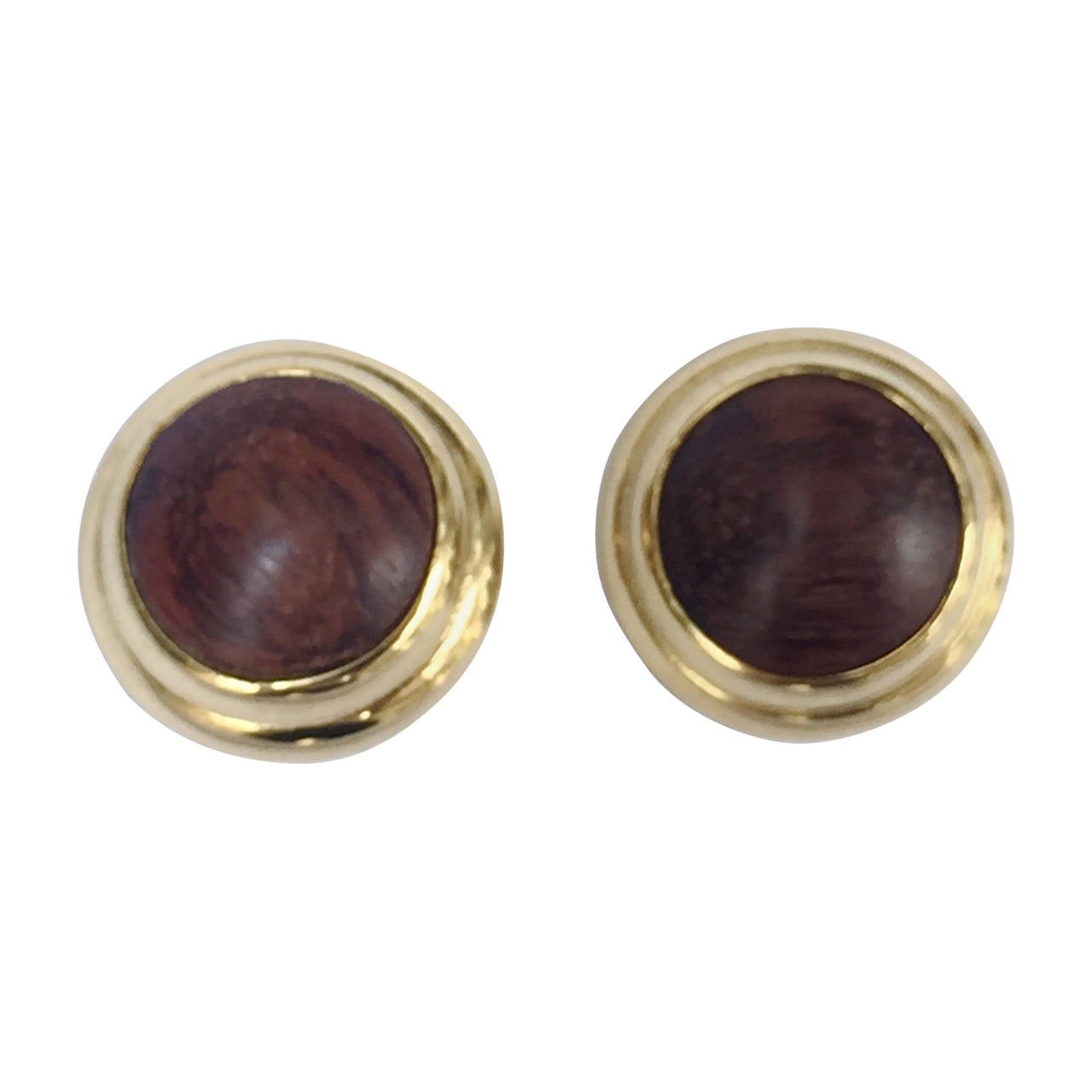Alexis Kirk 1980s 'Wood Collection' Modern Clip Earrings. For Sale