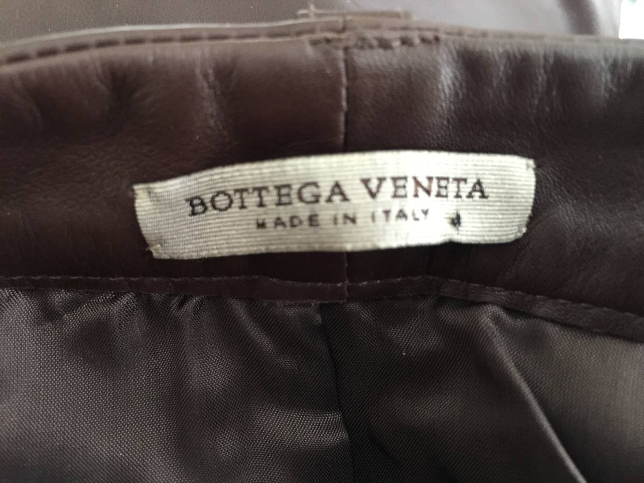 Bottega Veneta Brown Leather Pants Size 4. 1