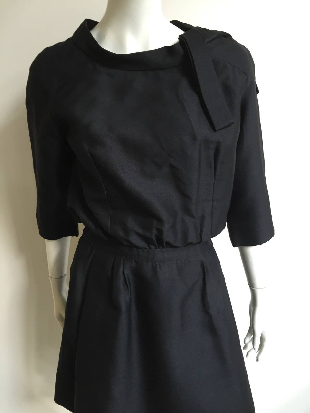 Dior 1950s Black Silk Evening Dress With Pockets Size 6.