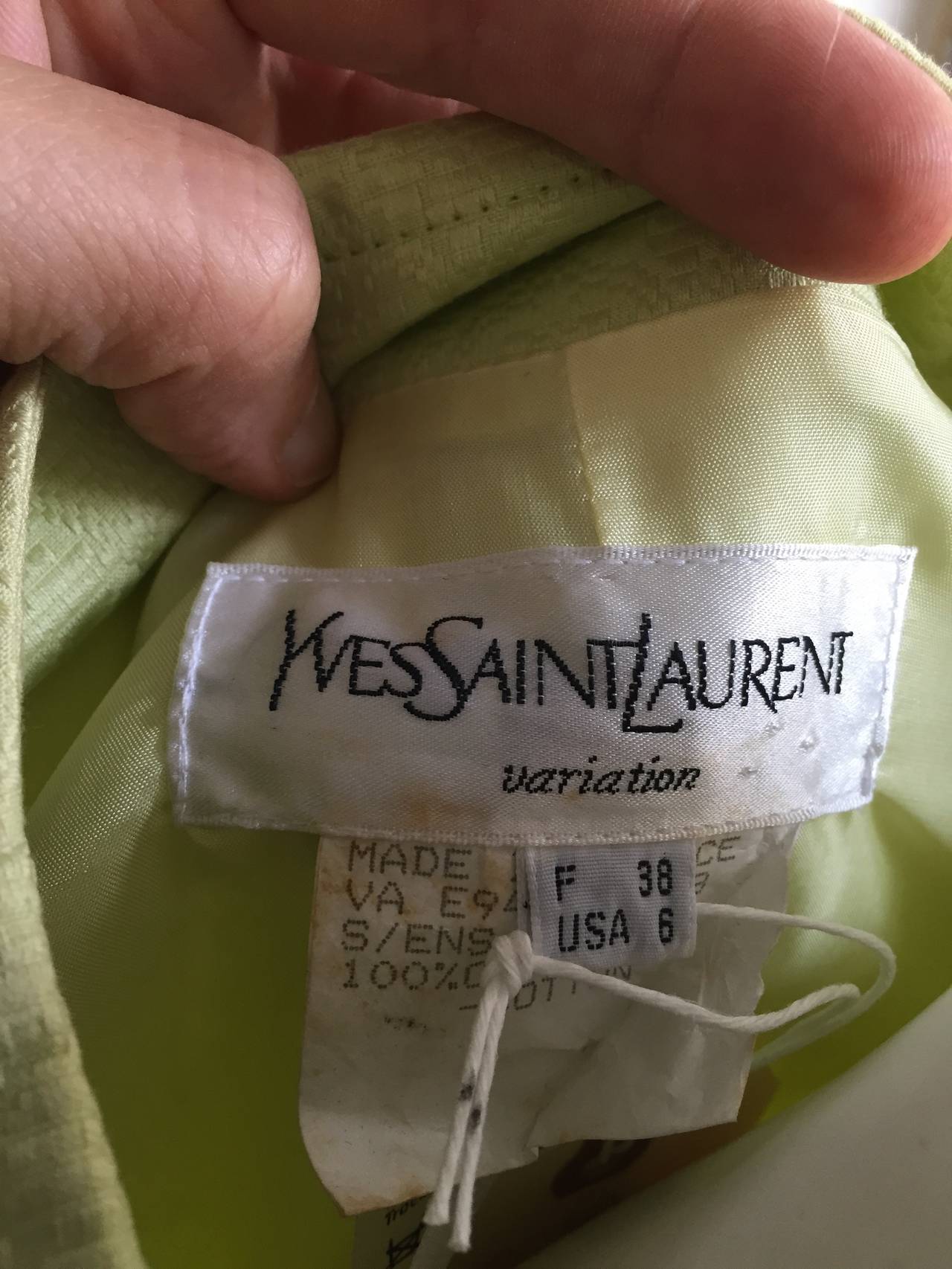 Yves Saint Laurent 80s Cotton Skirt Suit Size 6. For Sale 2
