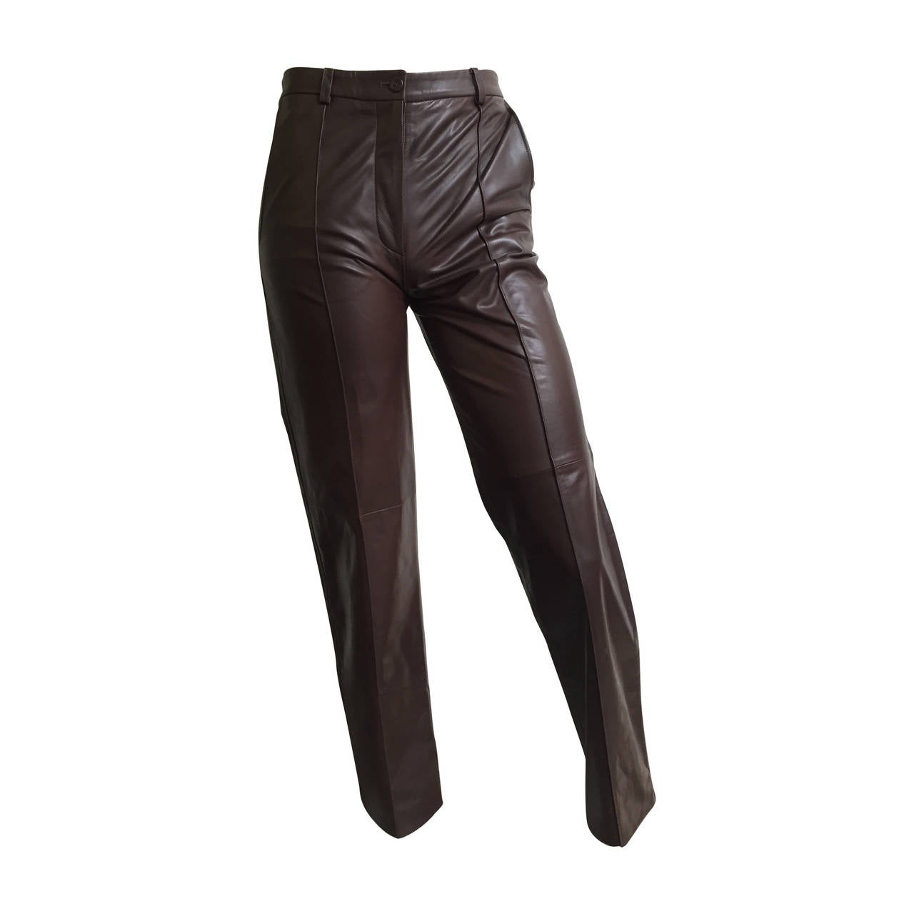 Bottega Veneta Brown Leather Pants Size 4.